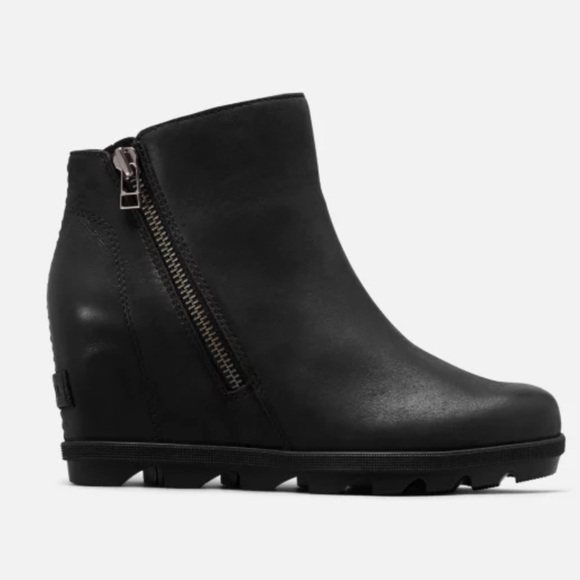 NEW Sorel Evie ll Black Leather Waterproof Ankle Boots Size 9.5 - Picture 1 of 11